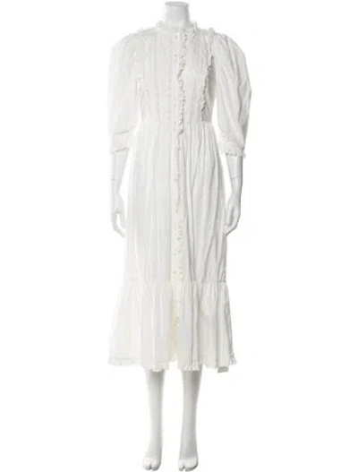 Pre-owned Doen Lace Pattern Long Dress In Neutral
