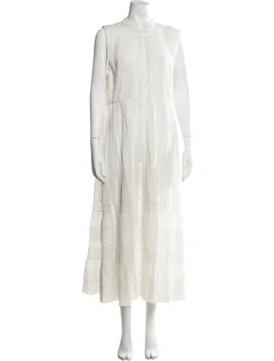 Pre-owned Doen Lace Pattern Long Dress In Neutrals