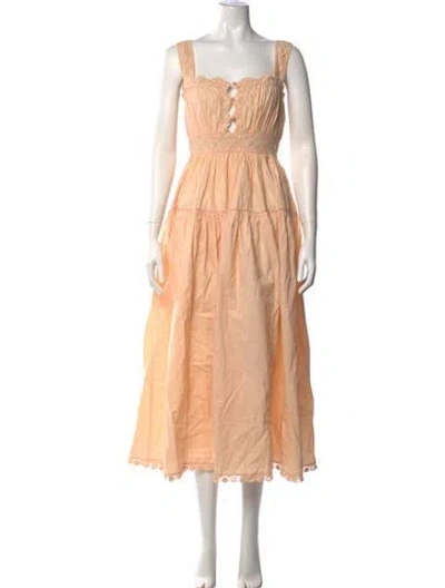 Pre-owned Doen Lace Pattern Long Dress In Pink