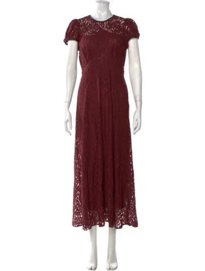 Pre-owned Doen Lace Pattern Long Dress In Red
