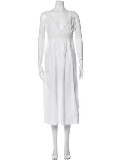 Pre-owned Doen Lace Pattern Long Dress In White
