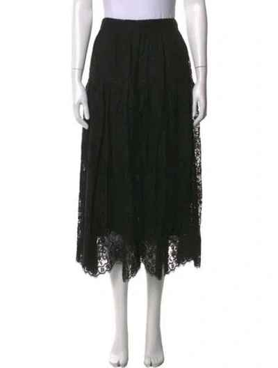 Pre-owned Doen Lace Pattern Long Skirt In Black