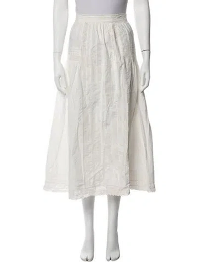 Pre-owned Doen Lace Pattern Long Skirt In White