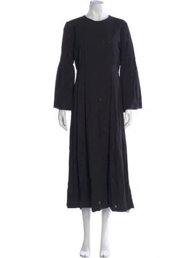 Pre-owned Doen Lace Pattern Midi Length Dress In Black
