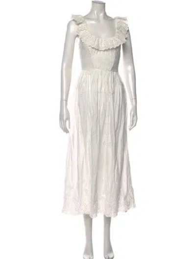 Pre-owned Doen Lace Pattern Midi Length Dress In Neutral