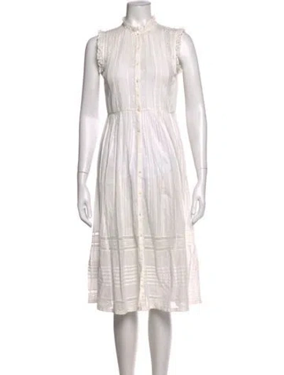 Pre-owned Doen Lace Pattern Midi Length Dress In Neutrals