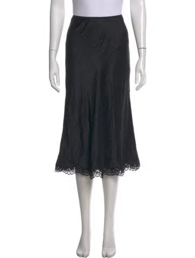 Pre-owned Doen Lace Pattern Midi Length Skirt In Black