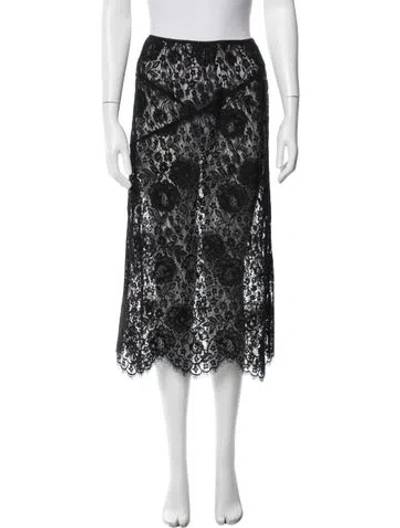Pre-owned Doen Lace Pattern Midi Length Skirt In Black