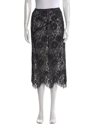Pre-owned Doen Lace Pattern Midi Length Skirt In Black