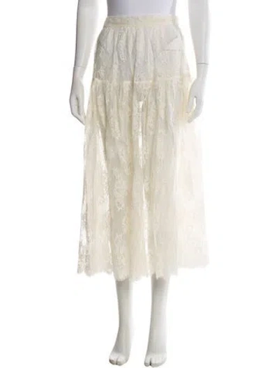 Pre-owned Doen Lace Pattern Midi Length Skirt In Neutral