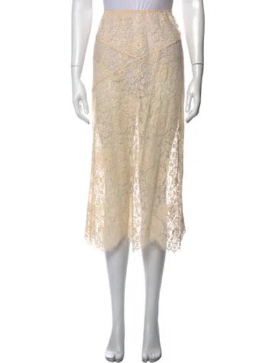 Pre-owned Doen Lace Pattern Midi Length Skirt In Neutrals