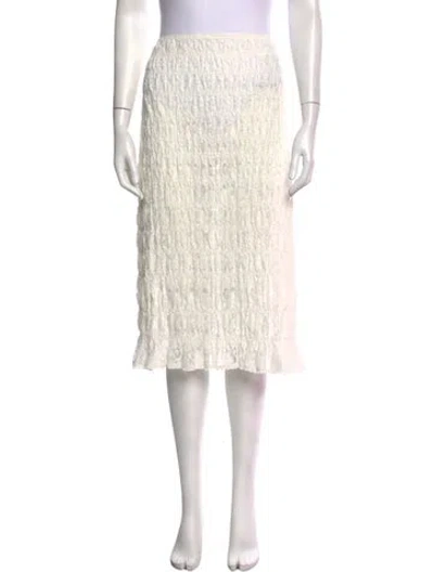 Pre-owned Doen Lace Pattern Midi Length Skirt In White