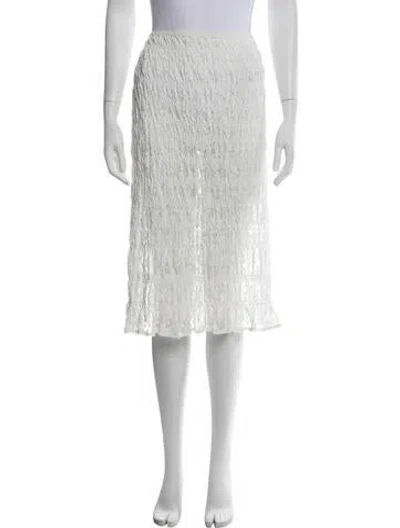 Pre-owned Doen Lace Pattern Midi Length Skirt In White