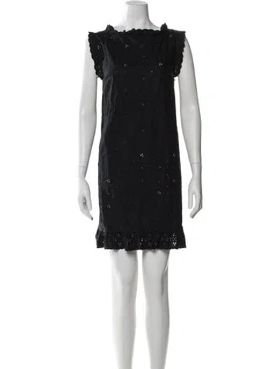 Pre-owned Doen Lace Pattern Mini Dress In Black