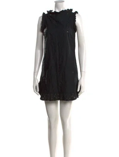 Pre-owned Doen Lace Pattern Mini Dress In Black