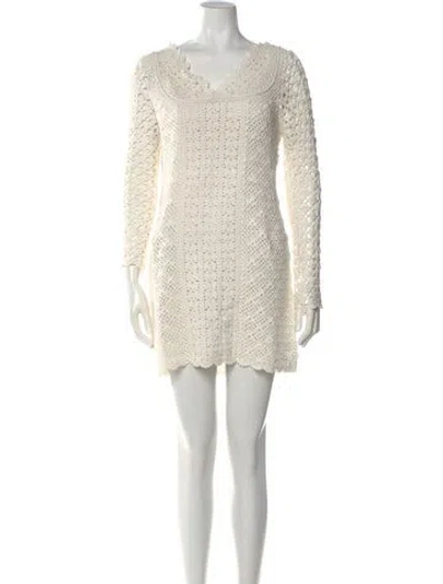 Pre-owned Doen Lace Pattern Mini Dress In Neutral