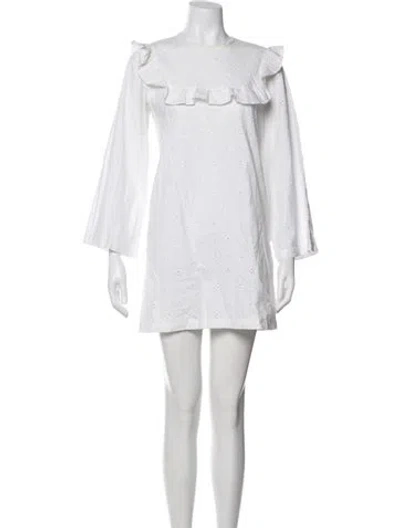 Pre-owned Doen Lace Pattern Mini Dress In Neutral