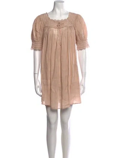 Pre-owned Doen Lace Pattern Mini Dress In Pink