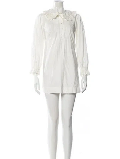 Pre-owned Doen Lace Pattern Mini Dress In White