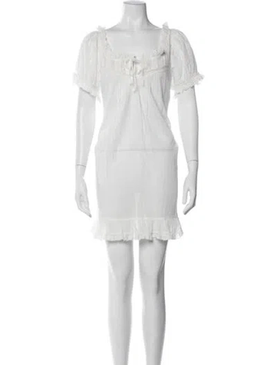 Pre-owned Doen Lace Pattern Mini Dress In White