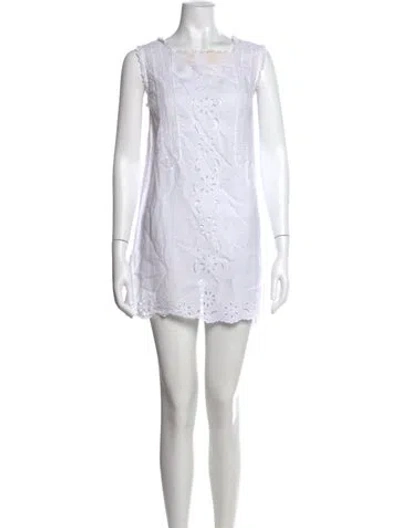 Pre-owned Doen Lace Pattern Mini Dress In White