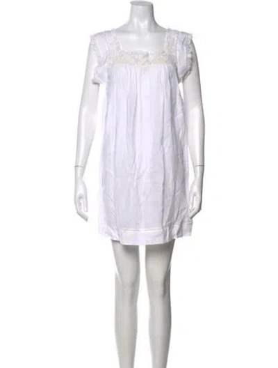 Pre-owned Doen Lace Pattern Mini Dress In White