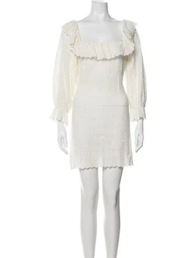 Pre-owned Doen Lace Pattern Mini Dress In White
