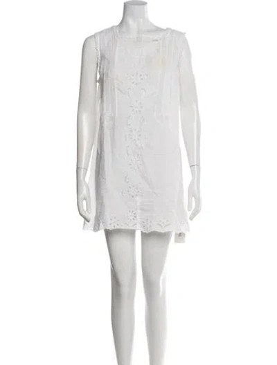 Pre-owned Doen Lace Pattern Mini Dress In White