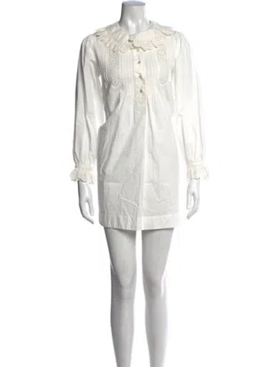 Pre-owned Doen Lace Pattern Mini Dress In White