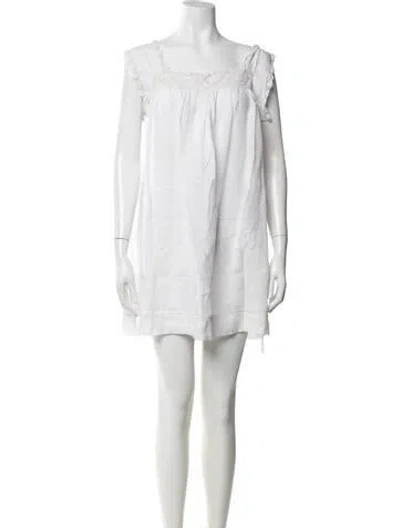 Pre-owned Doen Lace Pattern Mini Dress In White