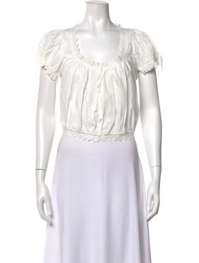 Pre-owned Doen Lace Pattern Scoop Neck Blouse In Neutrals