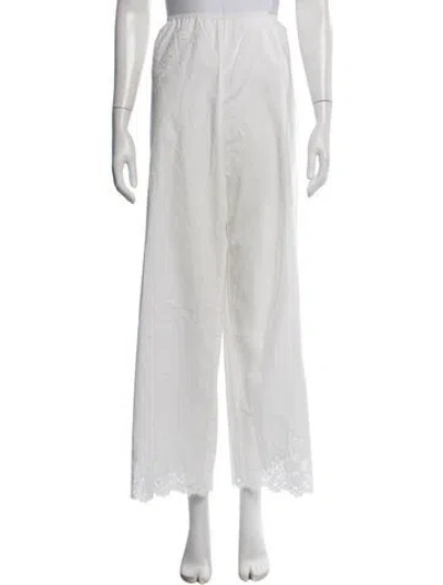 Pre-owned Doen Lace Pattern Wide Leg Pants In White