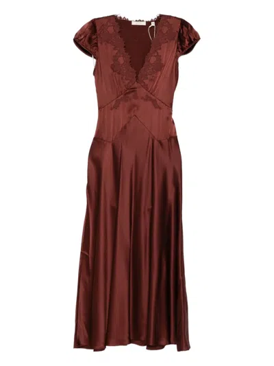 Doen Lace-trimmed Midi Dress In Burgundy