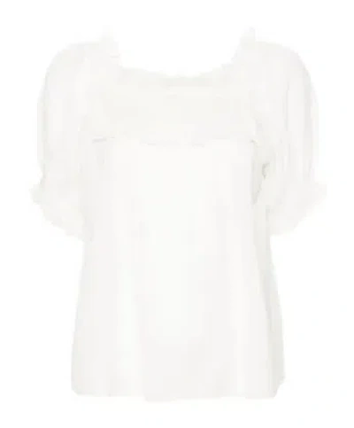 Doen Lace-detailed Puff-sleeve Blouse In White