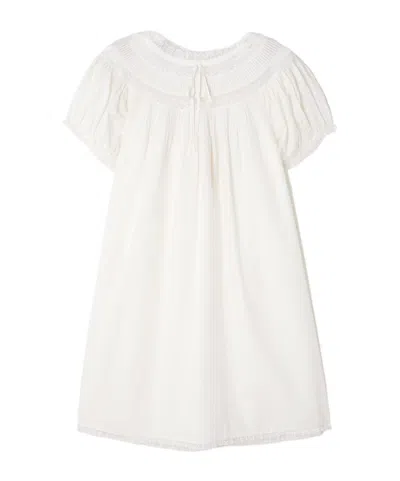 Doen Daphne Lace-trimmed Pintucked Organic Cotton-voile Mini Dress In White