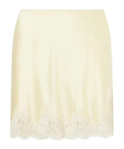 Doen Lace-trimmed Silk Mini Skirt In Neutral