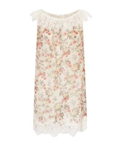 Doen Paloma Lace-trimmed Silk-chiffon Floral-print In Multi