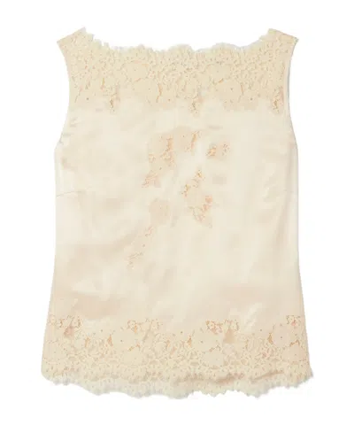 Doen Lace-trimmed Silk-satin Top In Brown