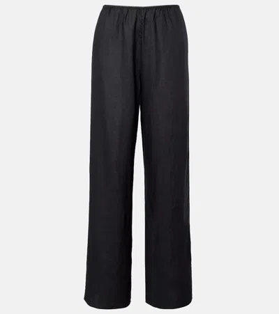 Doen Dôen Lavon Linen Straight Pants In Black