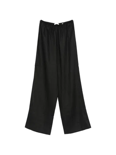 Doen Lavon Wide-leg Linen Trousers In Black