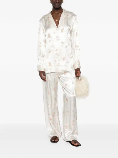 Doen Lavona Floral-jacquard Trousers In White