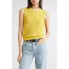Doen Dôen Lea Pointelle Sweater Vest In Yellow