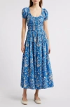 Doen Dôen Leanne Floral Cotton Voile Midi Dress In Jardins De La Fontaine