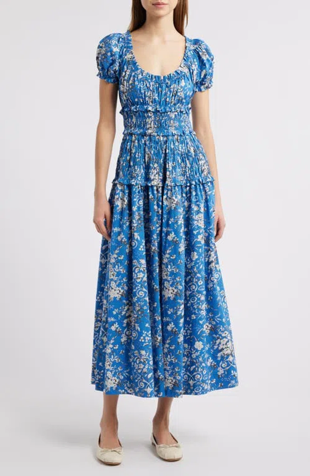 princess polly baby blue dress DOEN Mountain Dress in Blue Mandevilla Vine Floral Print