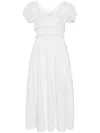 Doen Leanne Shirred Organic Cotton-voile Midi Dress In Weiss