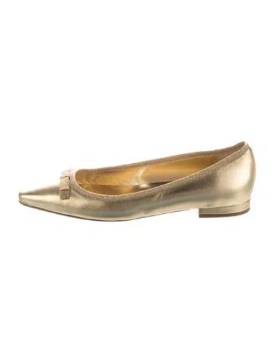 Pre-owned Doen Leather Ballet Flats In Gold/metallic