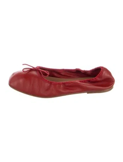 Pre-owned Doen Leather Ballet Flats In Red
