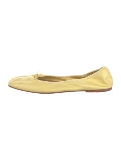 Pre-owned Doen Leather Ballet Flats In Yellow