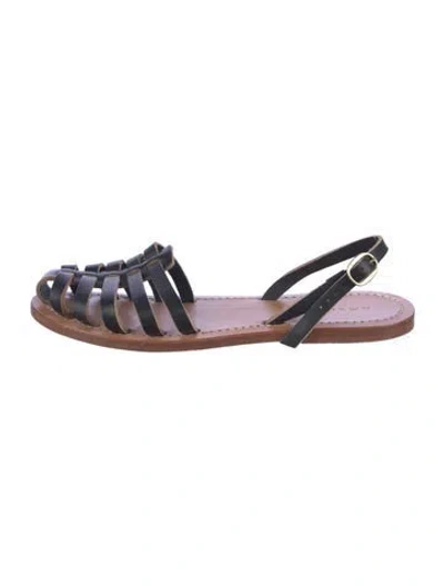 Pre-owned Doen Leather Braided Accents Slingback Sandals In Multi