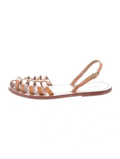 Pre-owned Doen Leather Cutout Accent Sandals In Neutral